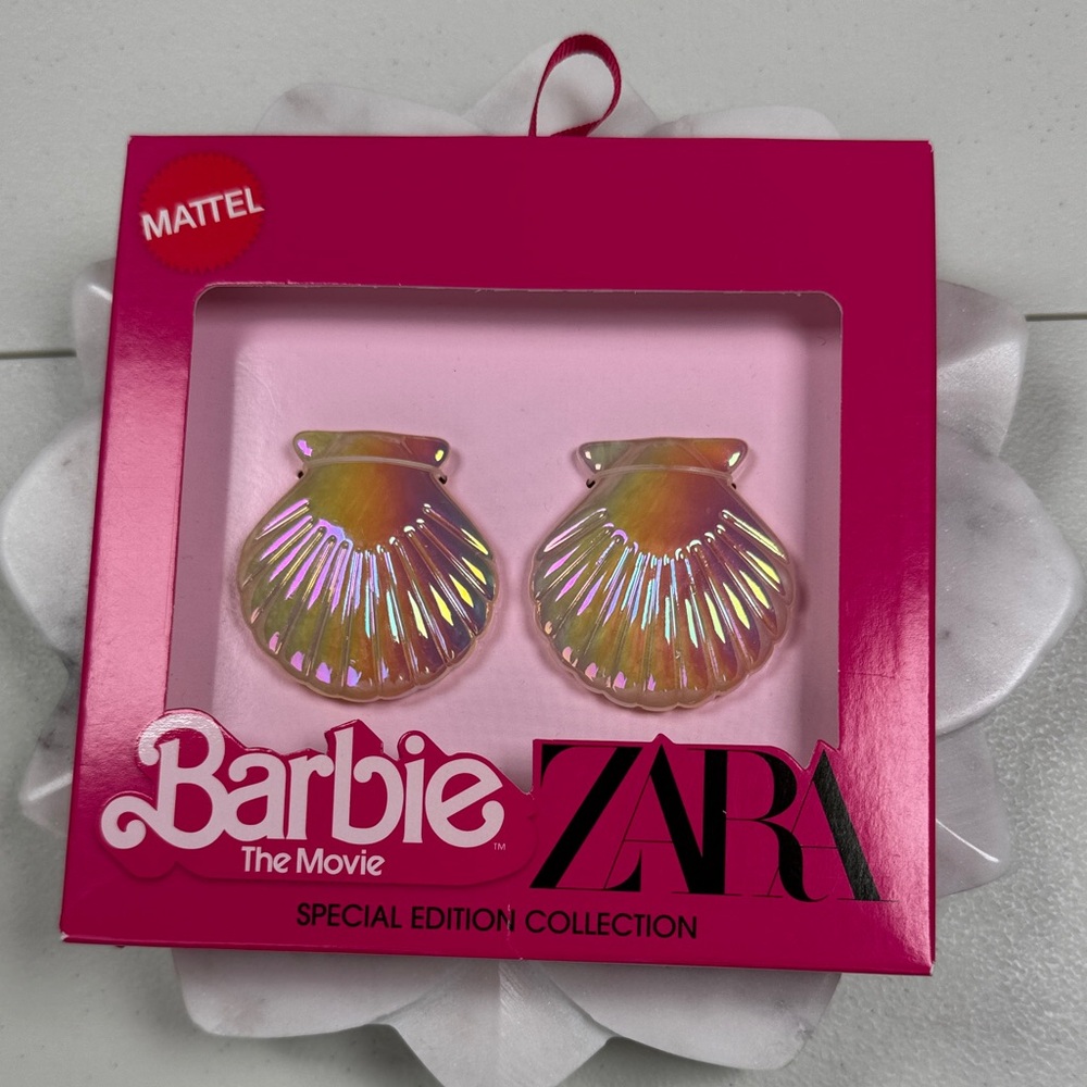 NWT Zara  X Barbie Iridescent Shell Earrings